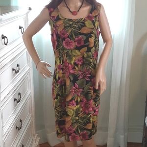 Sag Harbor Island tropical sleeveless dress full zipper back size 12
